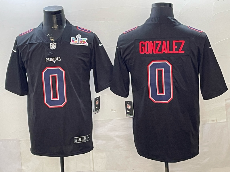 Men 2026 New England Patriots #0 Gowzalez black Super Bowl Nike Limited NFL Jersey2026001